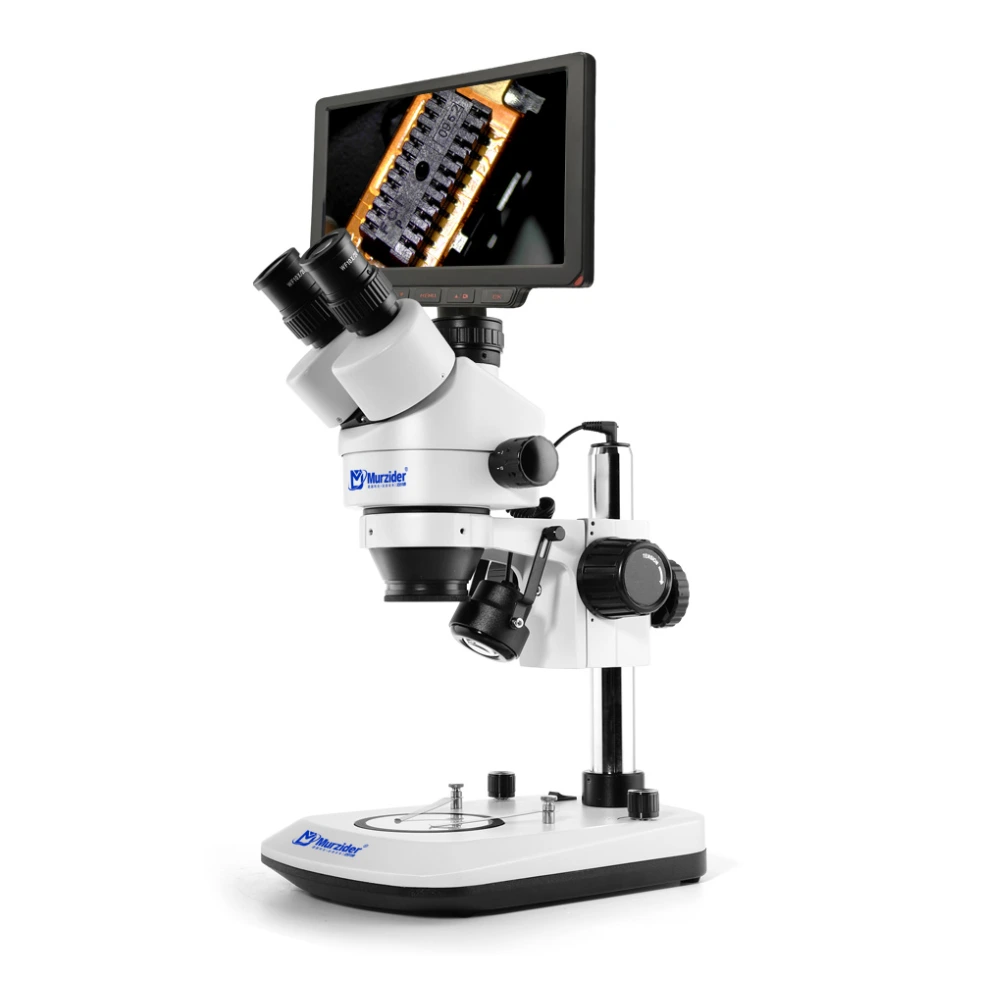 Microscope with upper and lower light source+4K csmera+ 9 inch display screen